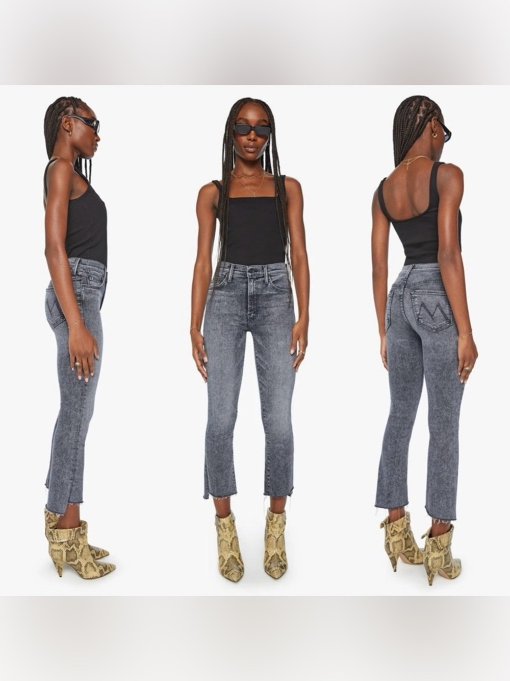 MOTHER insider crop step fray jean in train stops here acid wash 24